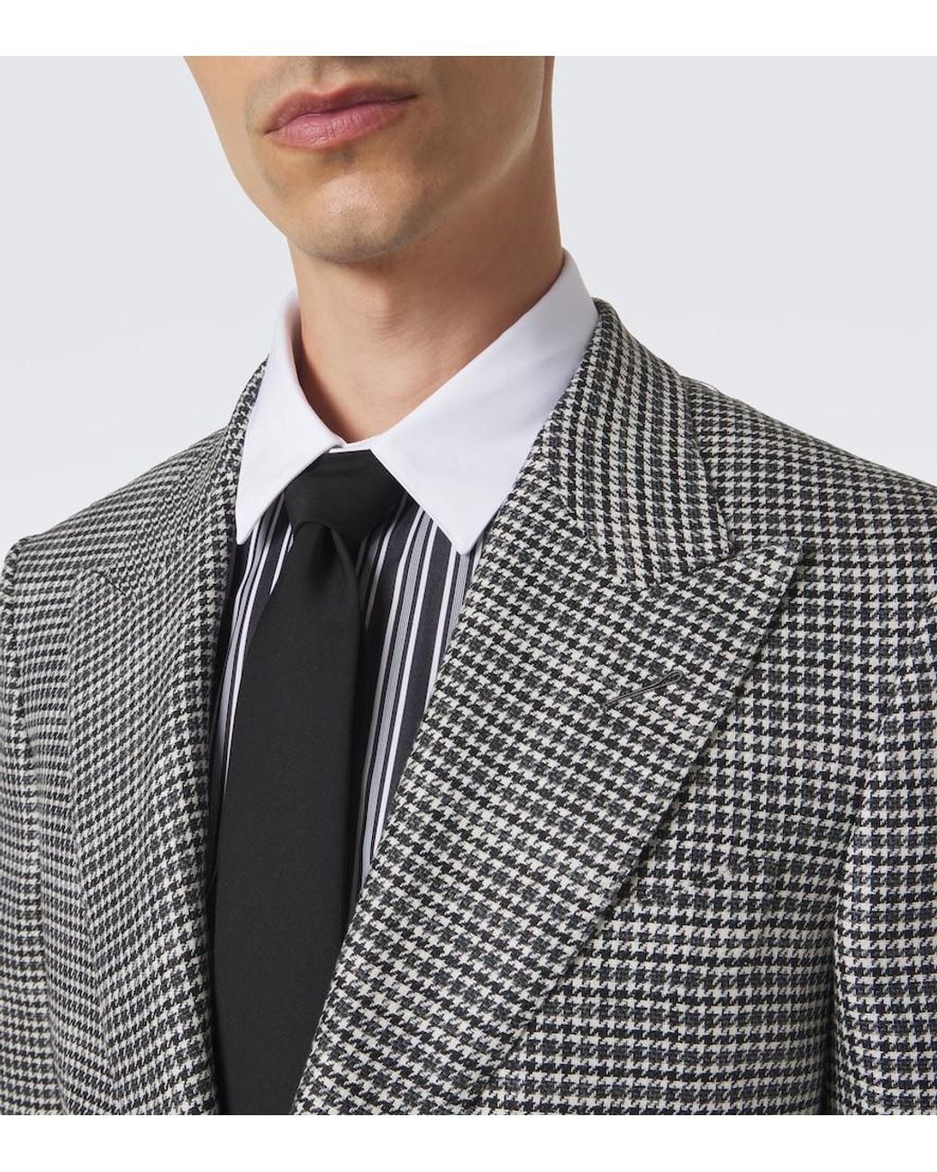 Tom Ford Gray Checked Wool-Blend Suit Jacket for men