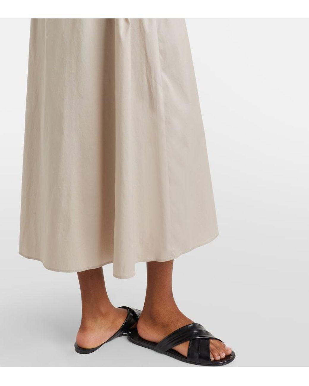 Max Mara Natural Cognac Cotton-Blend Midi Dress