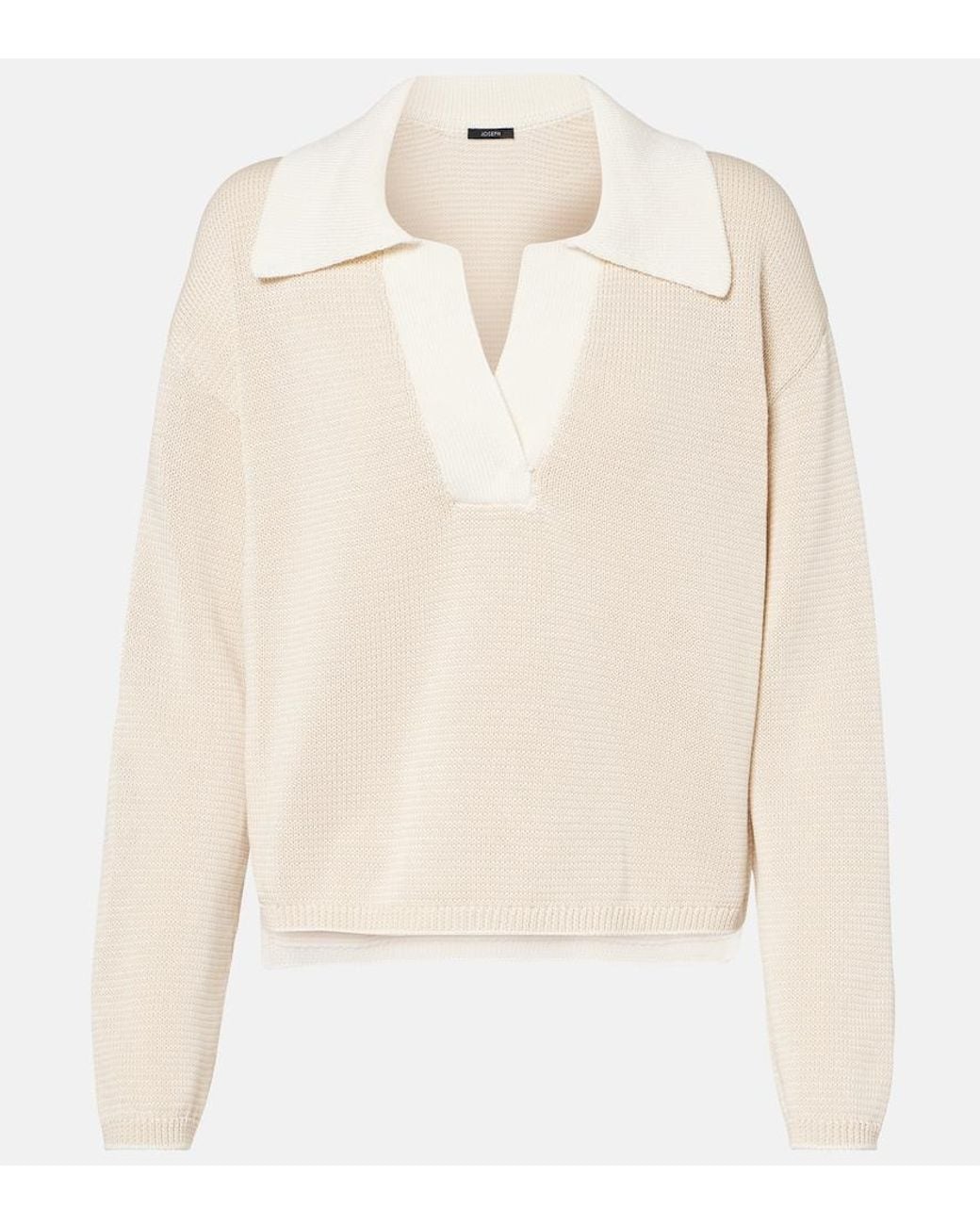 Joseph Natural Striped Cotton Polo Sweater