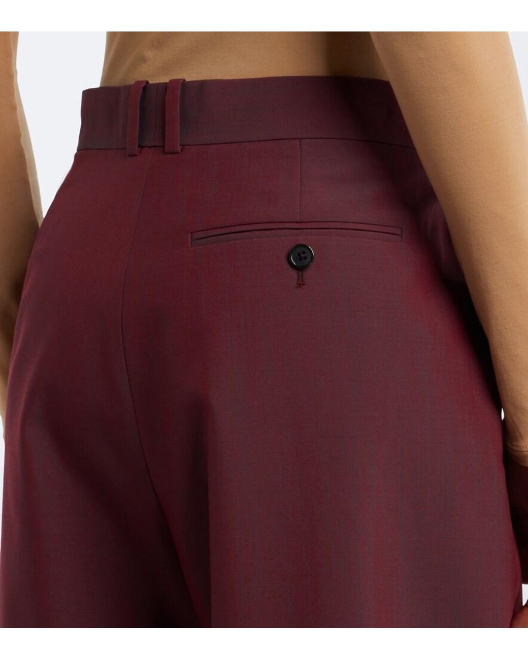 The Row Red Lowe Pleated Virgin Wool Straight Pants