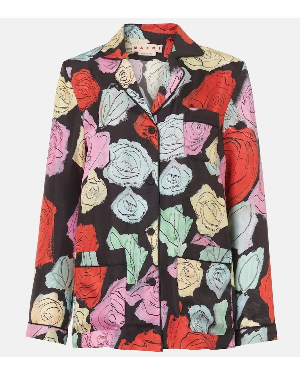 Marni Red Shirt With Floral Motif