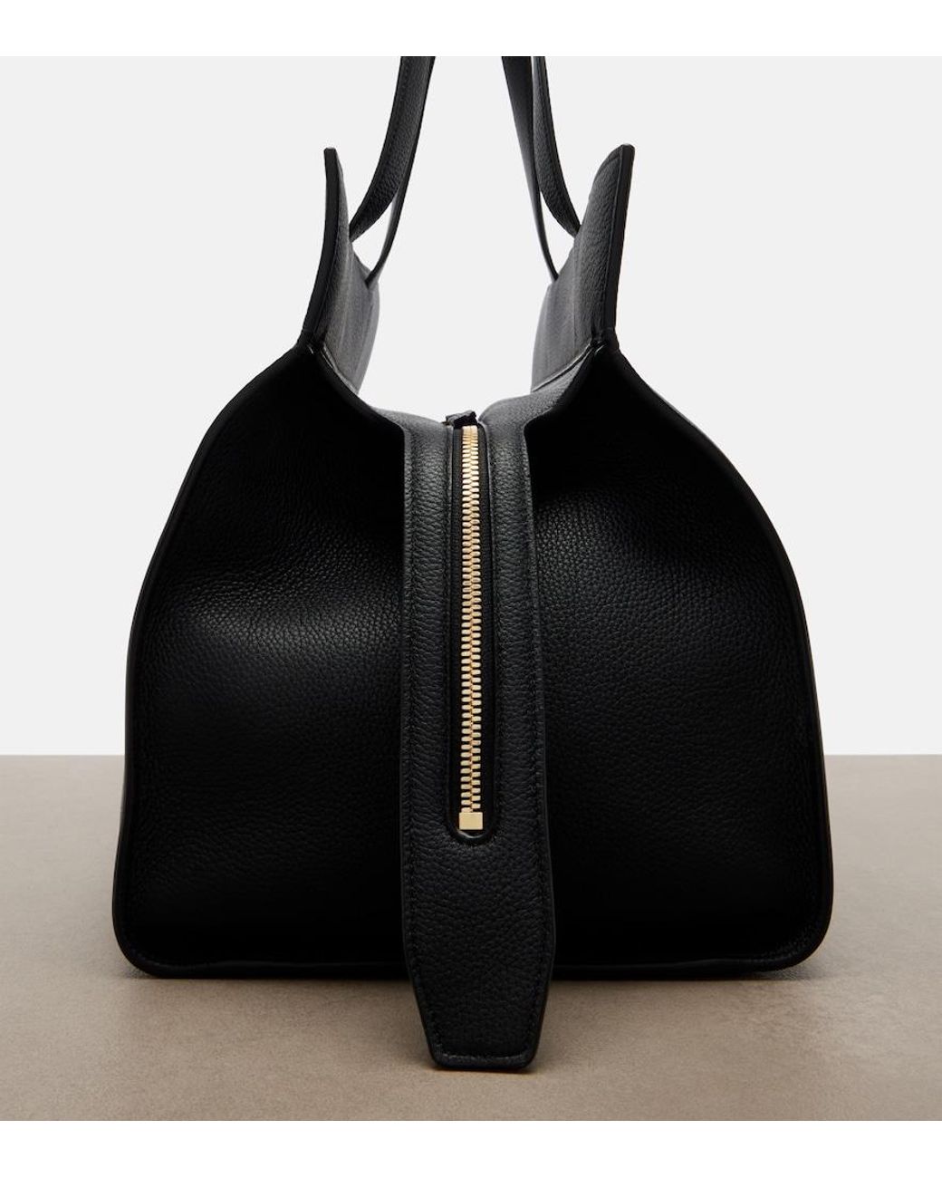 Khaite Black Crosby Leather Tote Bag