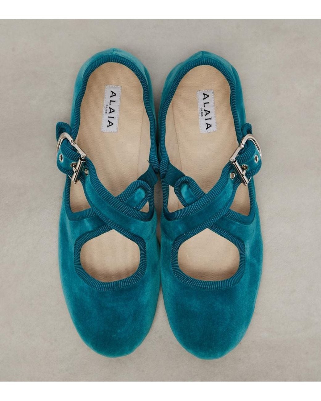Alaïa Blue Velvet Ballet Flats