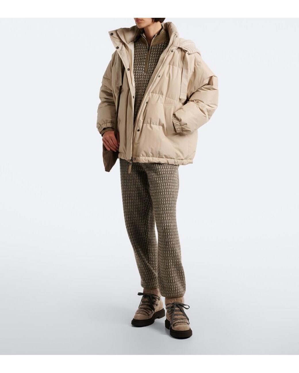 Brunello Cucinelli Gray Houndstooth Mohair And Wool-Blend Straight Pants