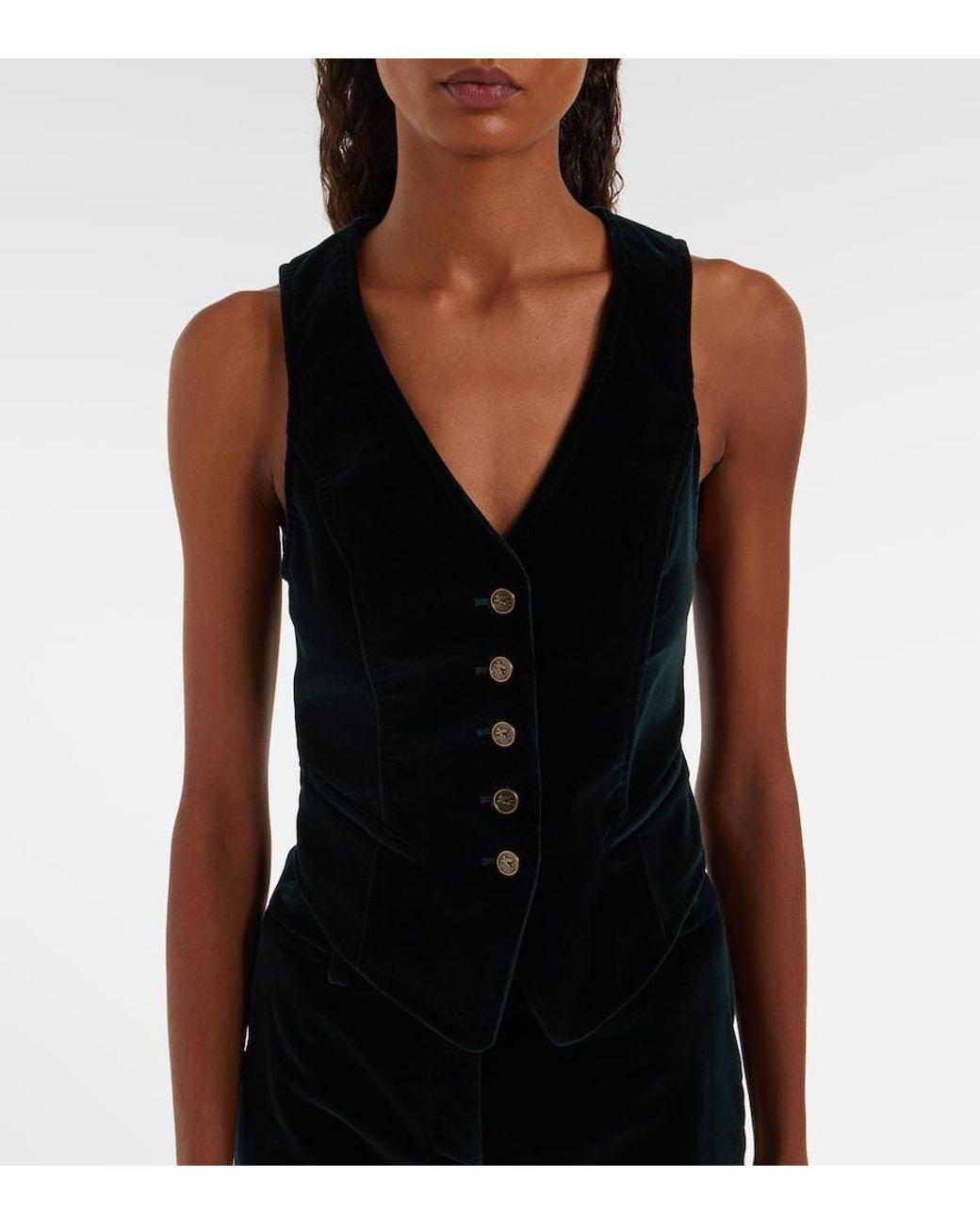 Etro Black Cotton Velvet Vest