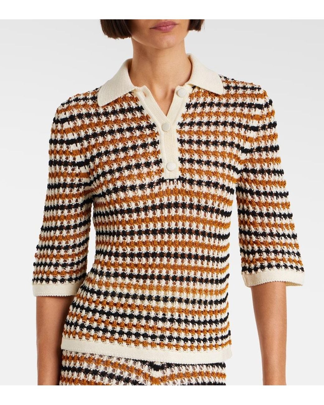 Eres Multicolor Comeback Open-Knit Cotton-Blend Polo Shirt