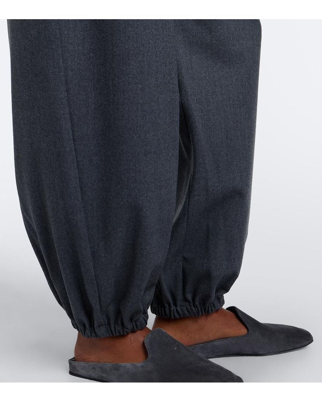 Max Mara Gray Wool-Blend Flannel Balloon Pants