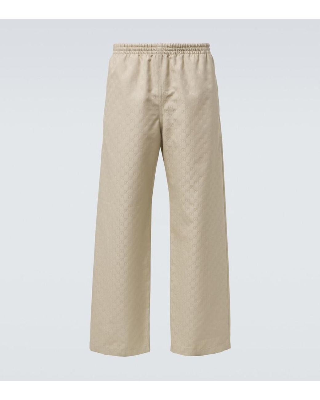 Gucci Natural Gg Cotton Canvas Straight Pants for men