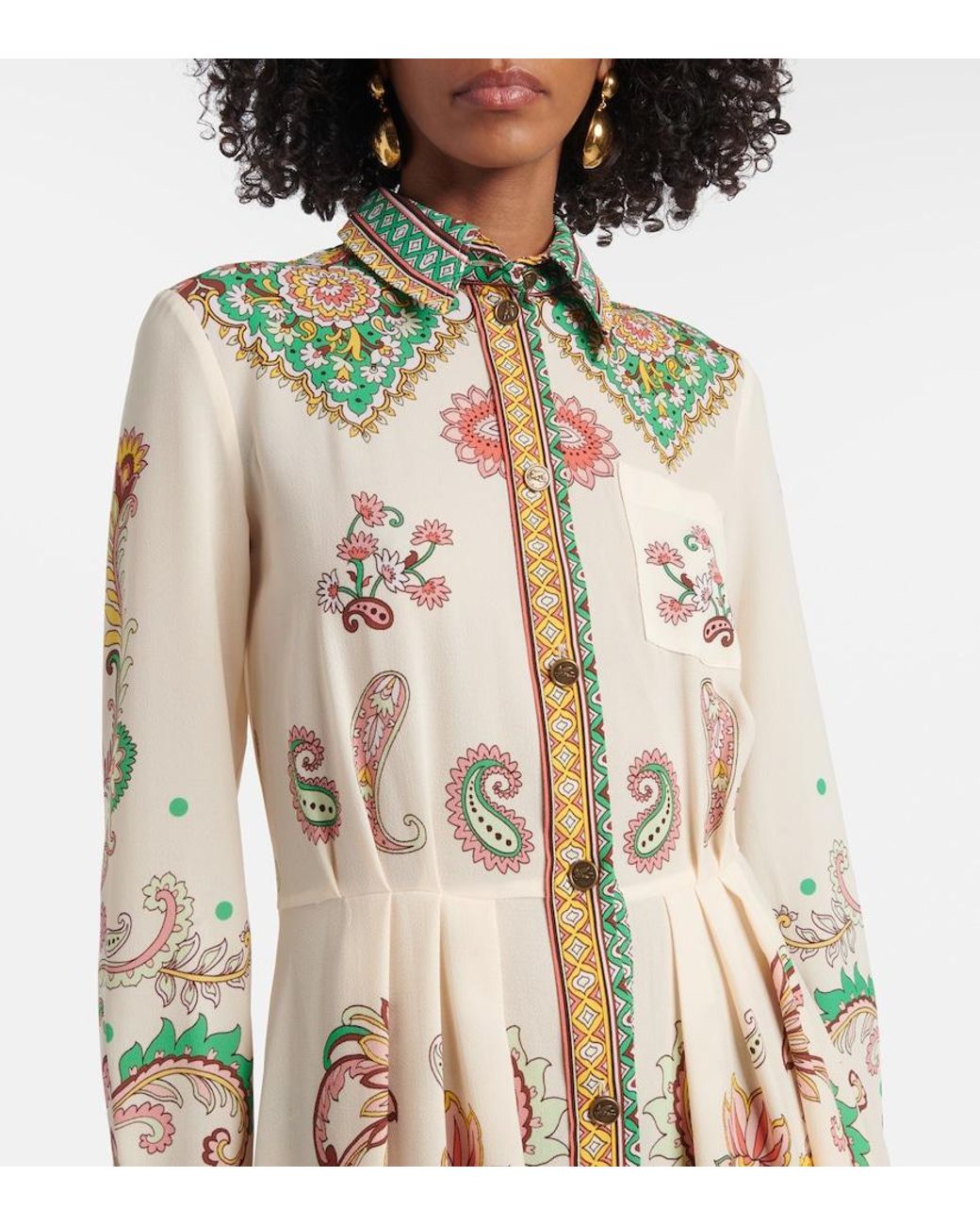 Etro Metallic Paisley Midi Dress