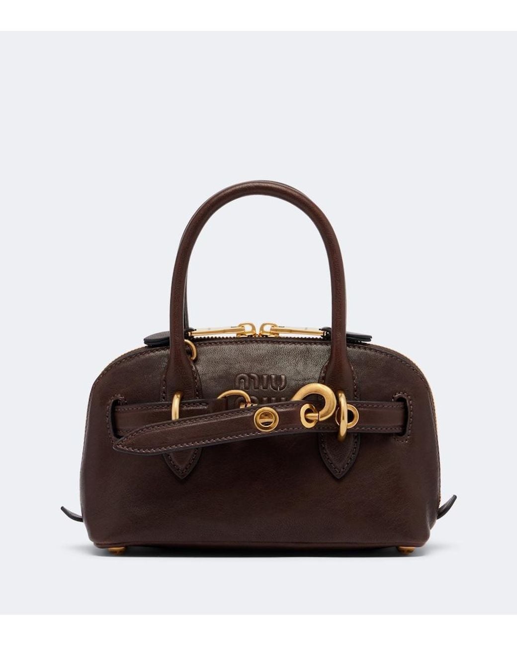 Miu Miu Brown Aventure Mini Leather Top-Handle Bag