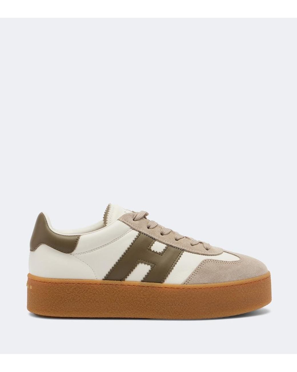 Hogan Natural Cool Suede-Trimmed Leather Platform Sneakers