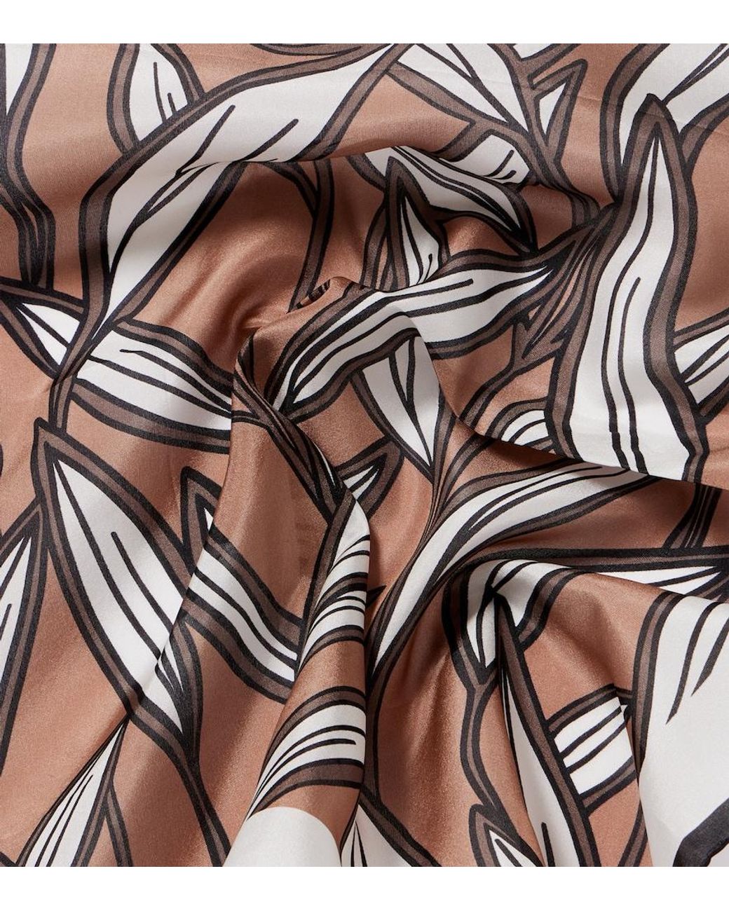 Brunello Cucinelli Brown Printed Silk Twill Scarf