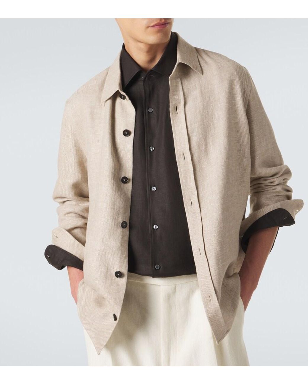 Zegna Black Linen Shirt for men