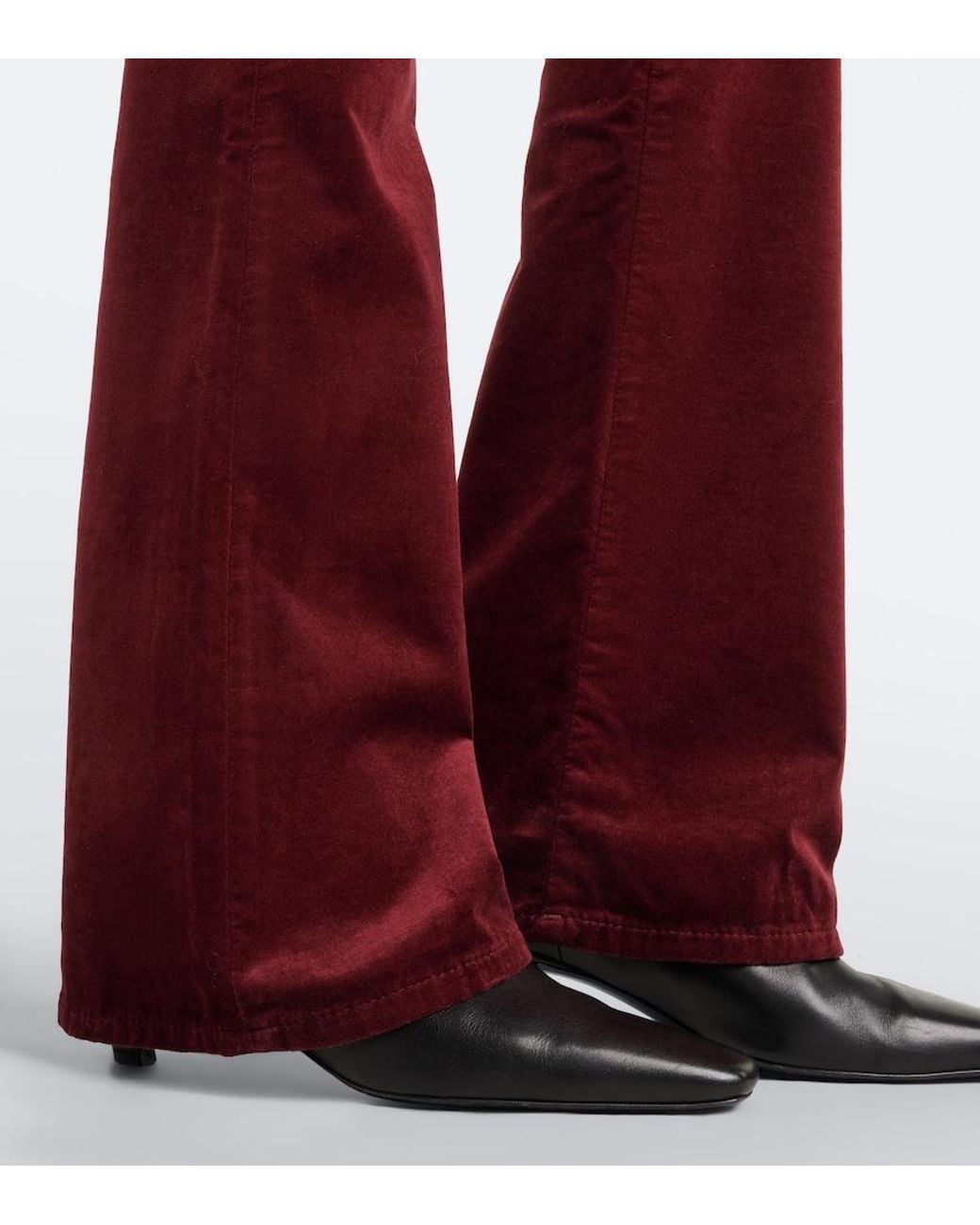 7 For All Mankind Purple Leggy Cotton-Blend Velvet Flared Pants