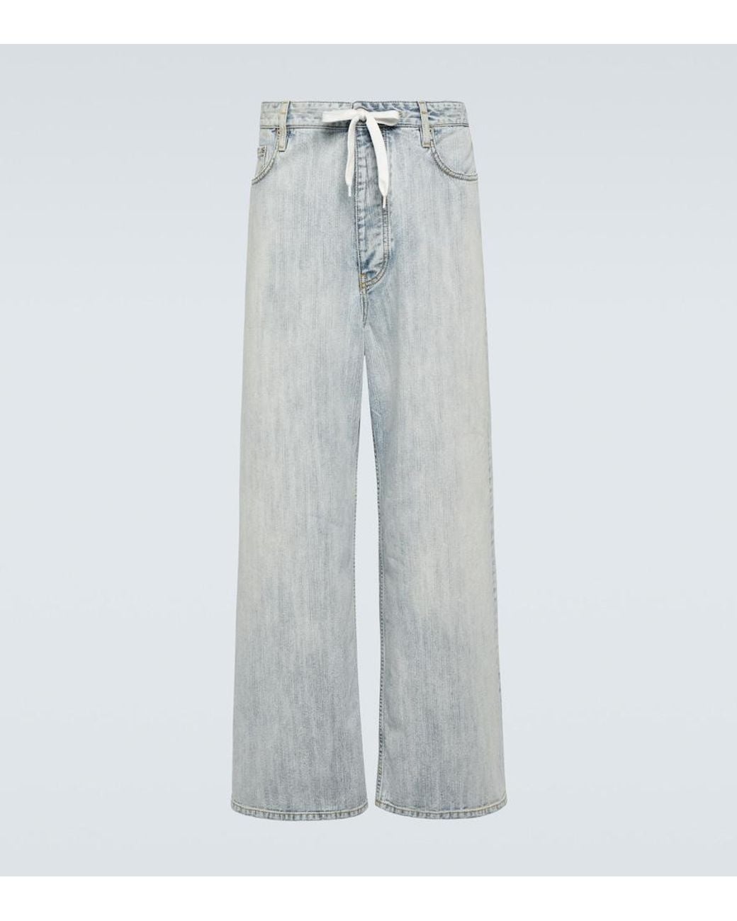 Balenciaga Blue Mid-Rise Cotton Twill Wide-Leg Pants for men