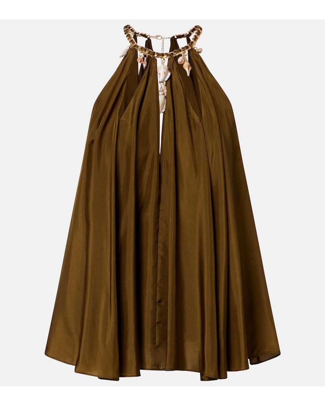 Zimmermann Brown Mahon Embellished Silk Top