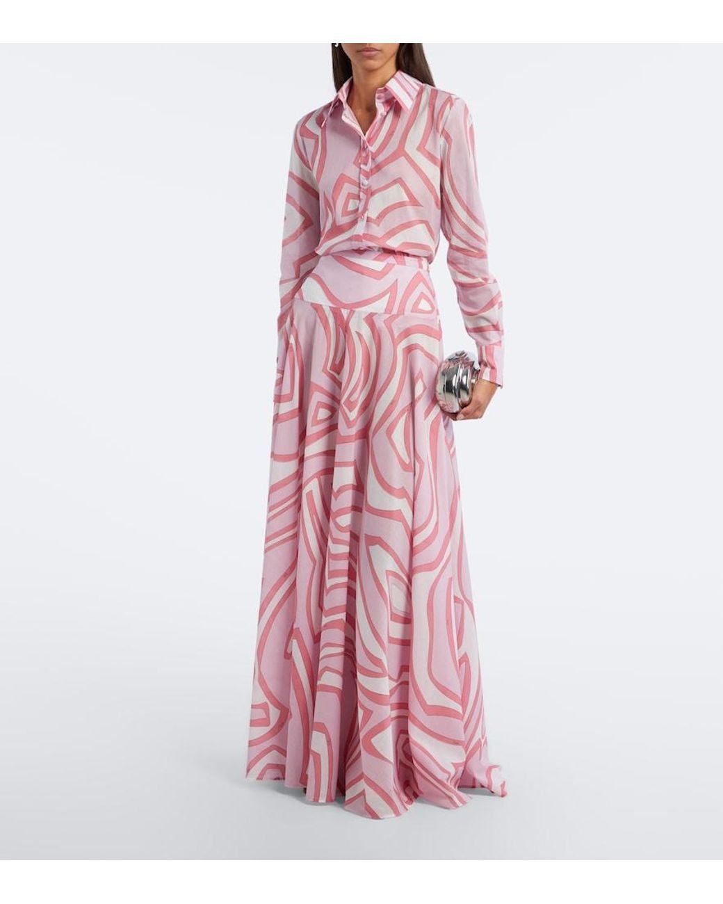 Emilio Pucci Pink Labirinto Cotton Maxi Skirt