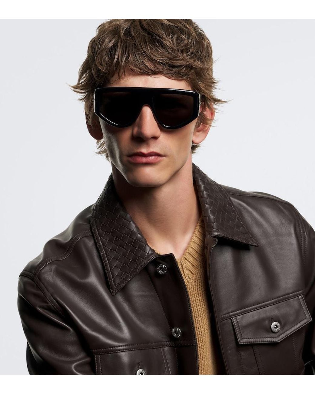 Bottega Veneta Gray Shield Sunglasses for men