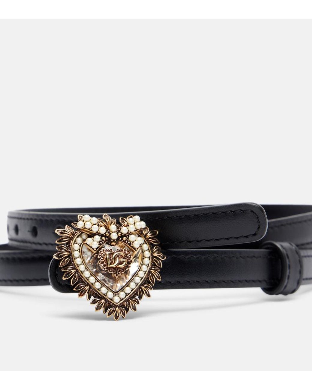 Dolce & Gabbana Black Guertel Devotion Aus Leder