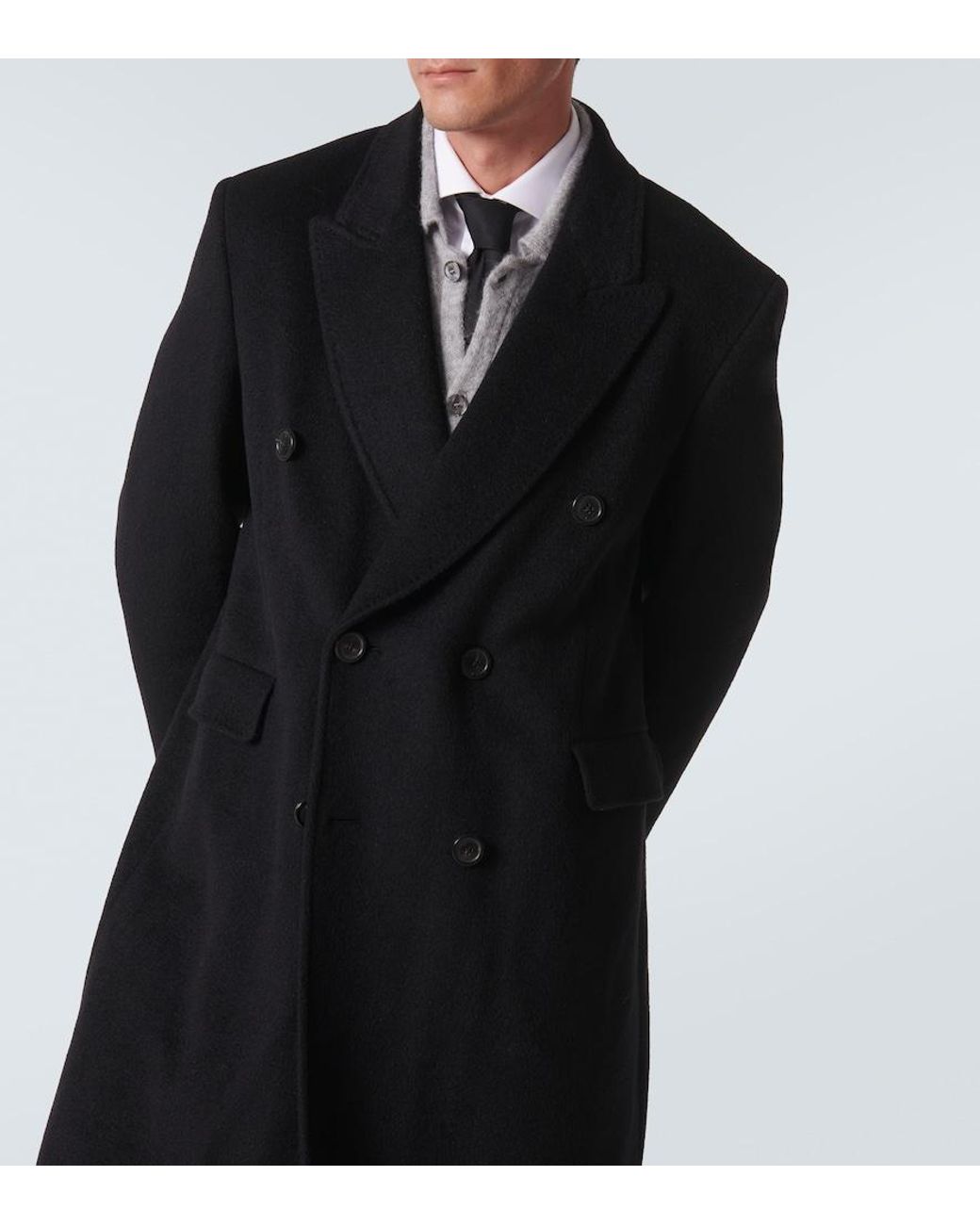 Our Legacy Black Whale Double-Breasted Mohair-Blend Coat for men
