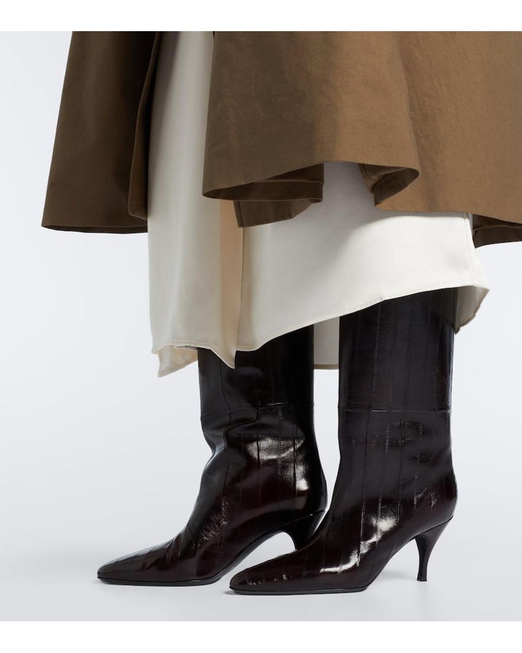 Herbert Levine Black Silhouette Leather Knee-High Boots