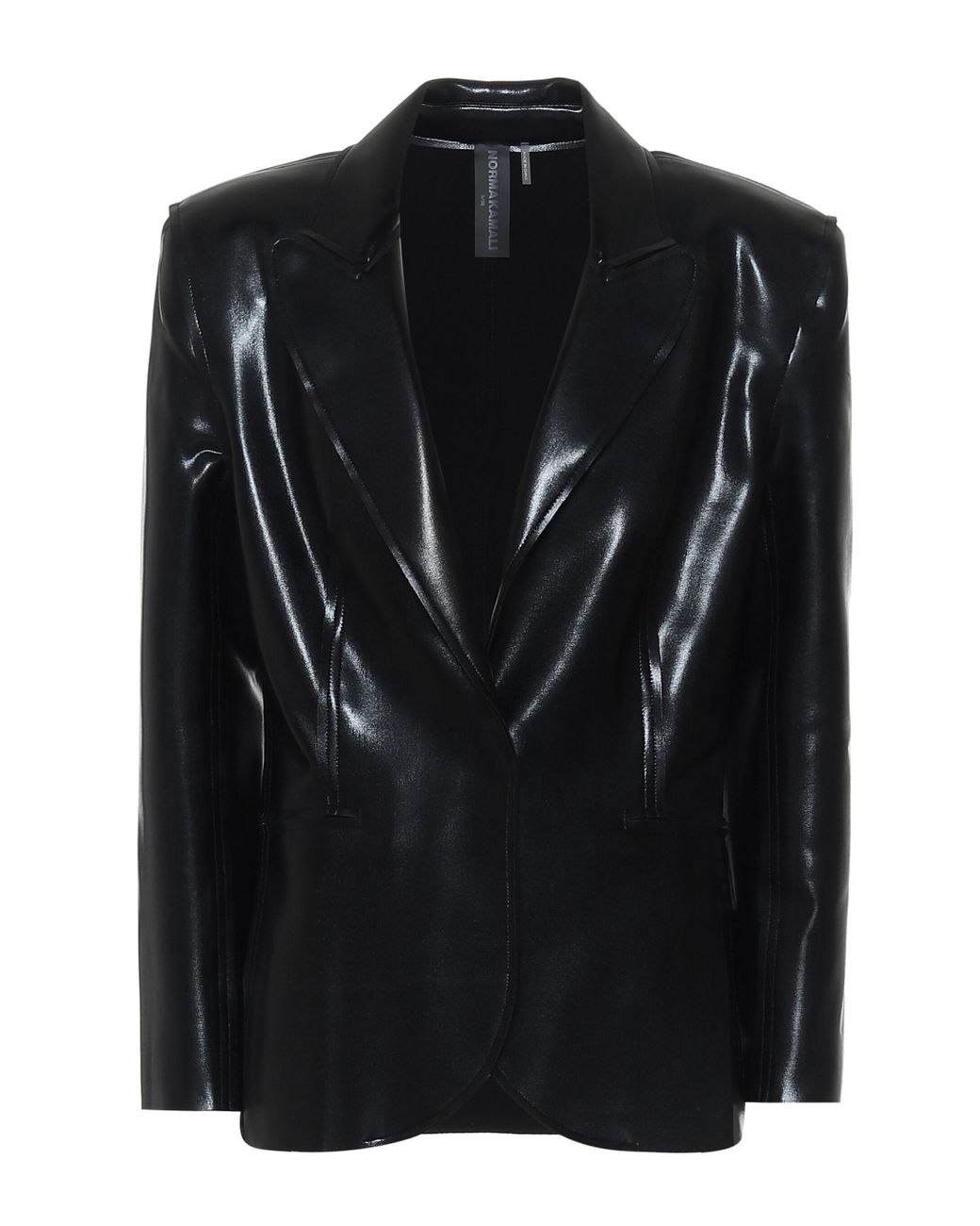 Norma Kamali Synthetic Faux-leather Blazer in Black - Lyst