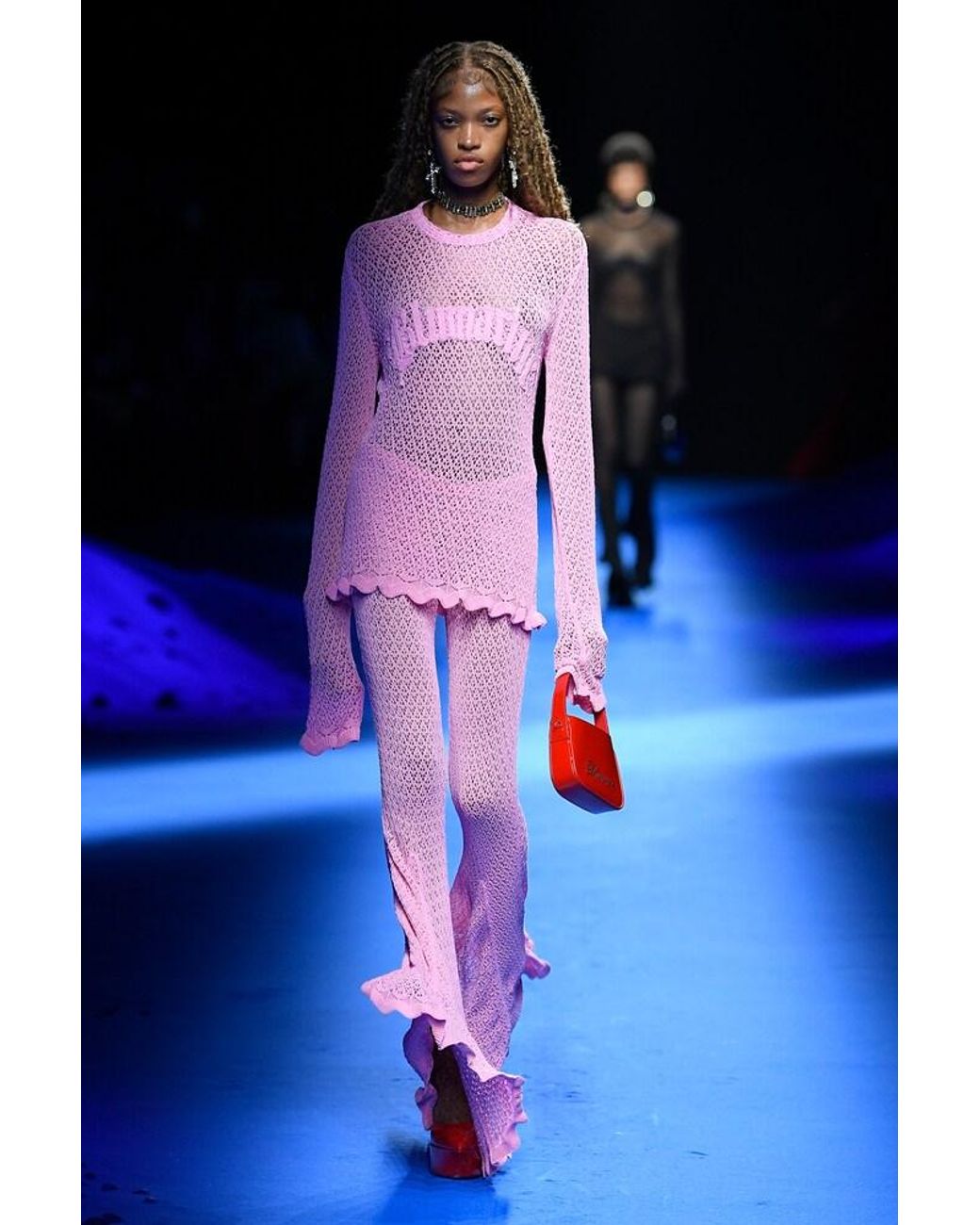 Blumarine Pink Crochet Flared Pants