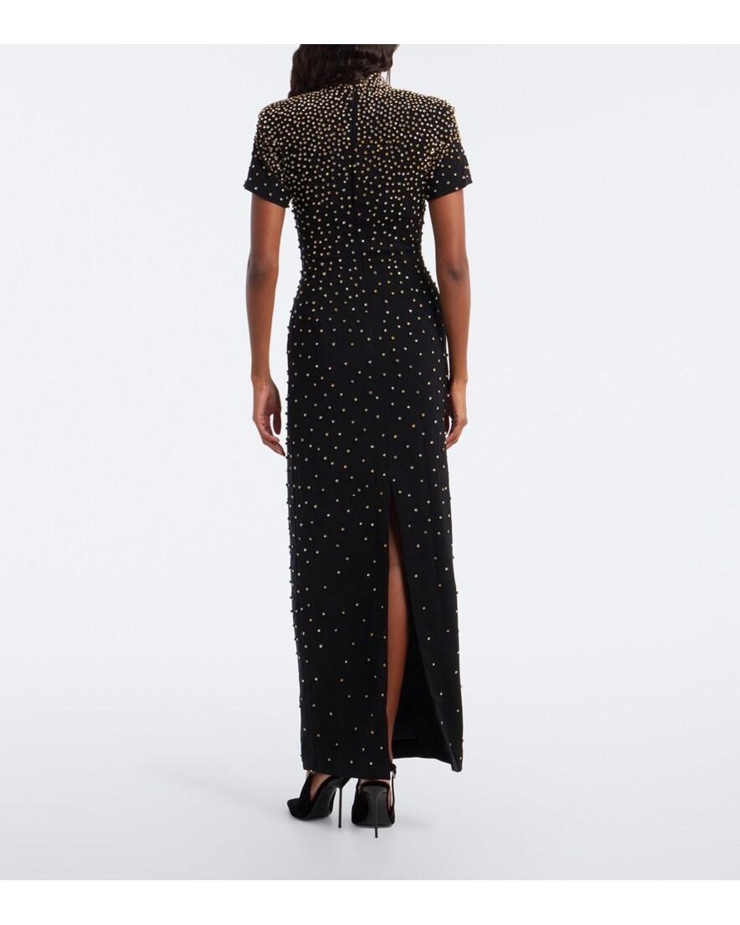 La Fuori Black Nyx Constellation Bloom Embellished Gown