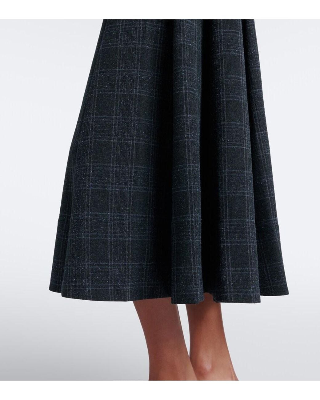 Staud Black Wells Checked Midi Dress