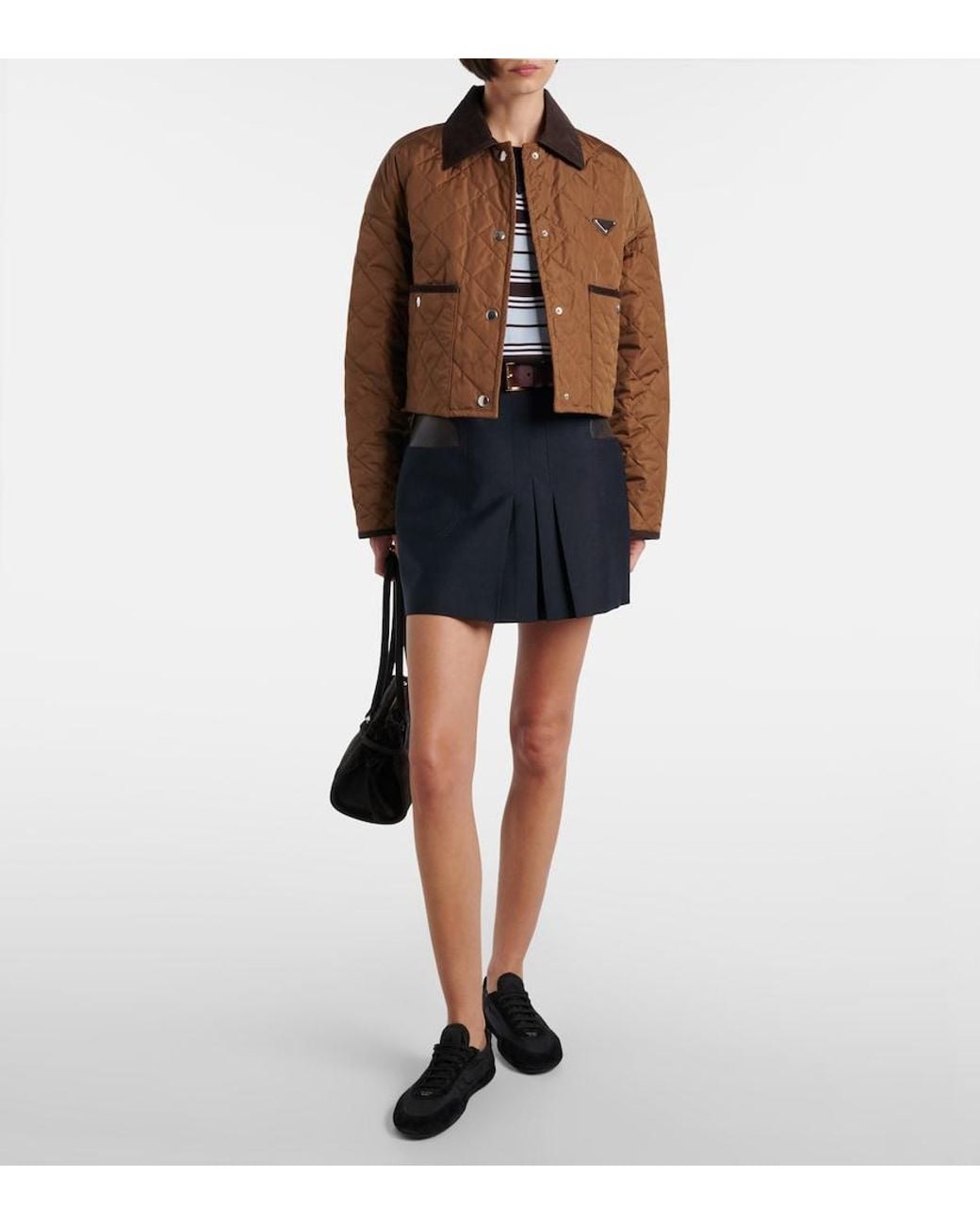 Prada Brown Re-Nylon Quilted Cropped Jacket