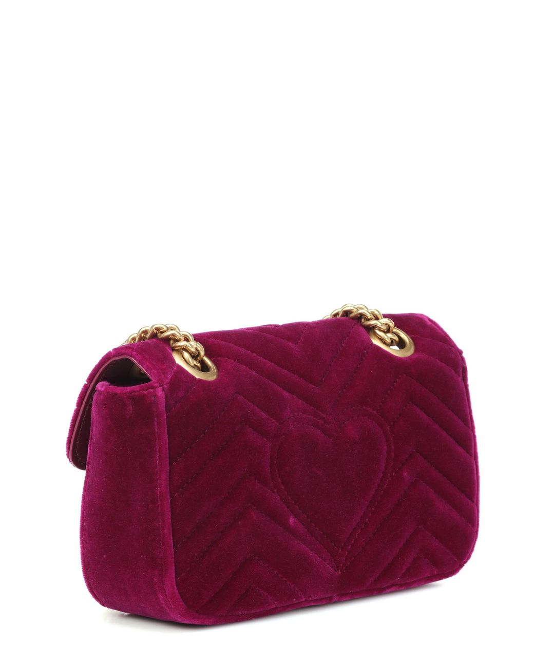 Gucci Velvet Matelasse Mini GG Marmont Fuchsia in Purple Lyst