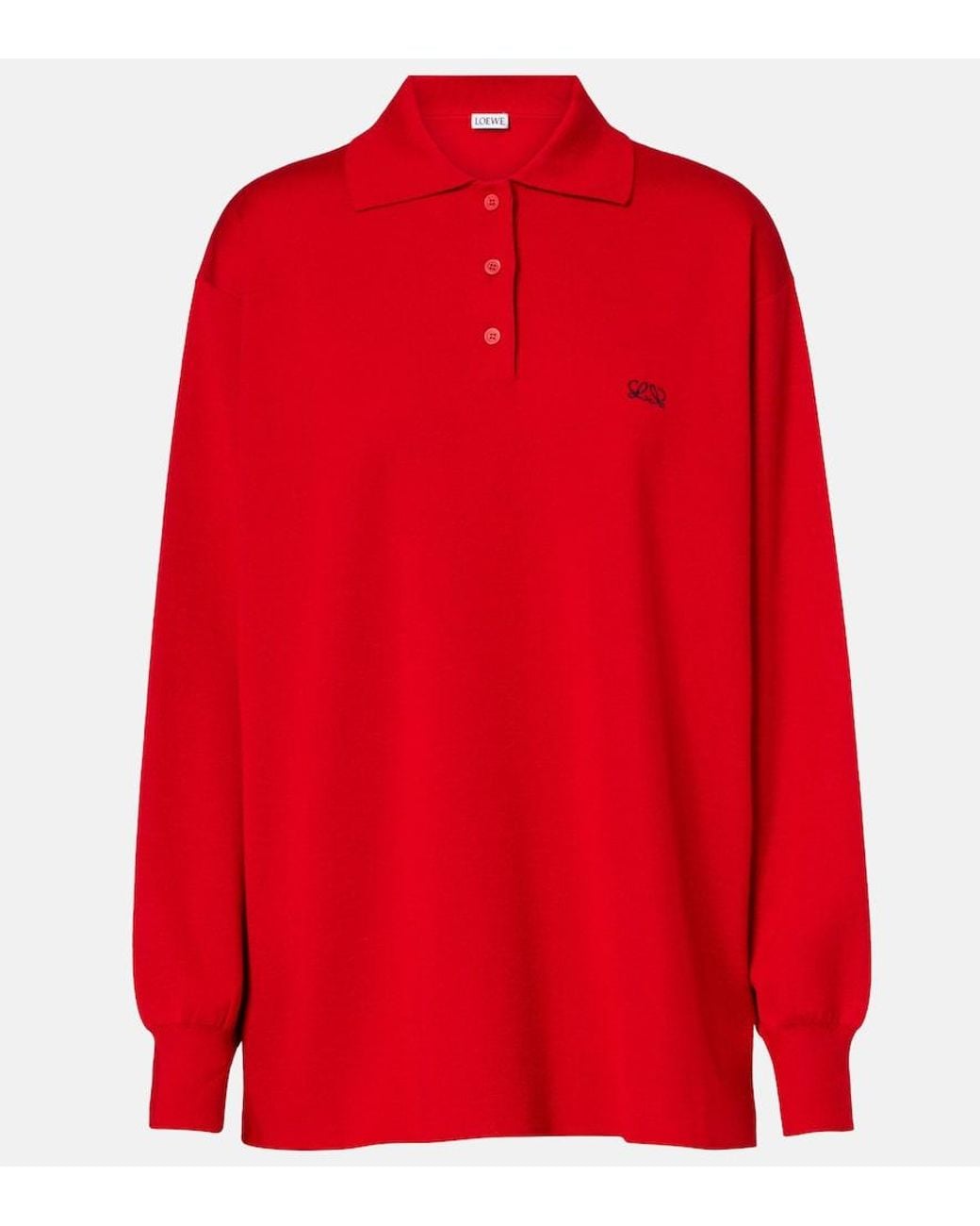 Loewe Red Double L Cashmere-Blend Polo Sweater