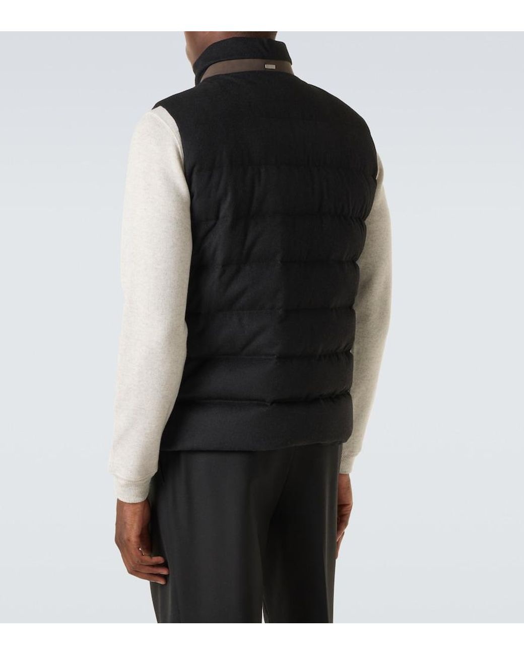 Herno Black Down-Paneled Silk And Cashmere Vest for men