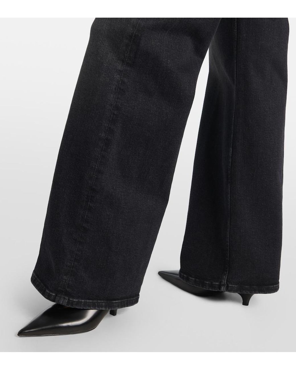 Re/done Black Mid-Rise Wide-Leg Jeans