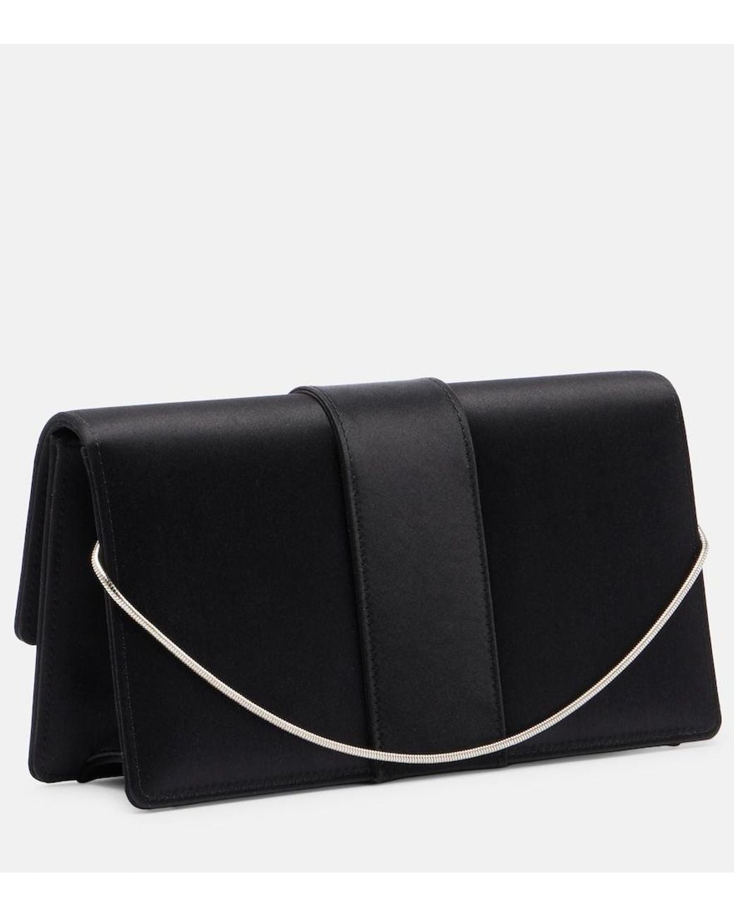 Manolo Blahnik Black Maycapjou Satin Clutch