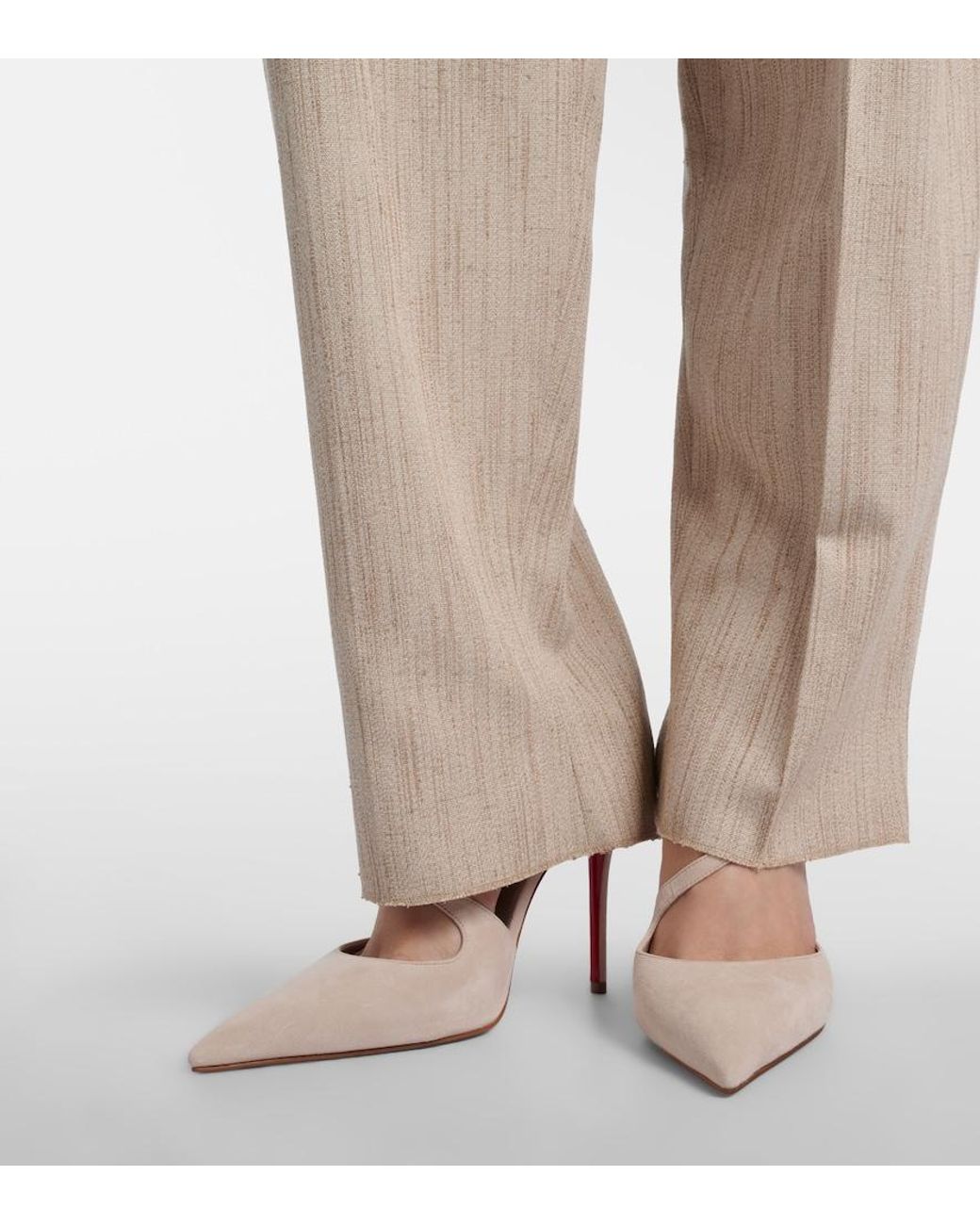 Christian Louboutin Natural Miss Ziggyta 100 Suede Pumps