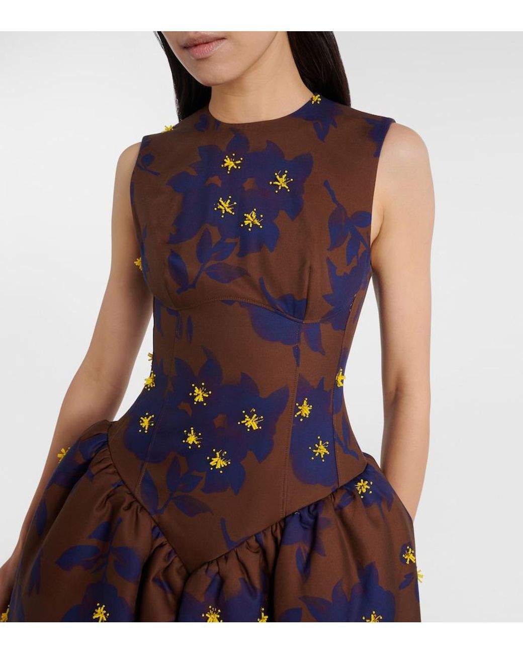 ShuShu/Tong Purple Floral Cotton Midi Dress