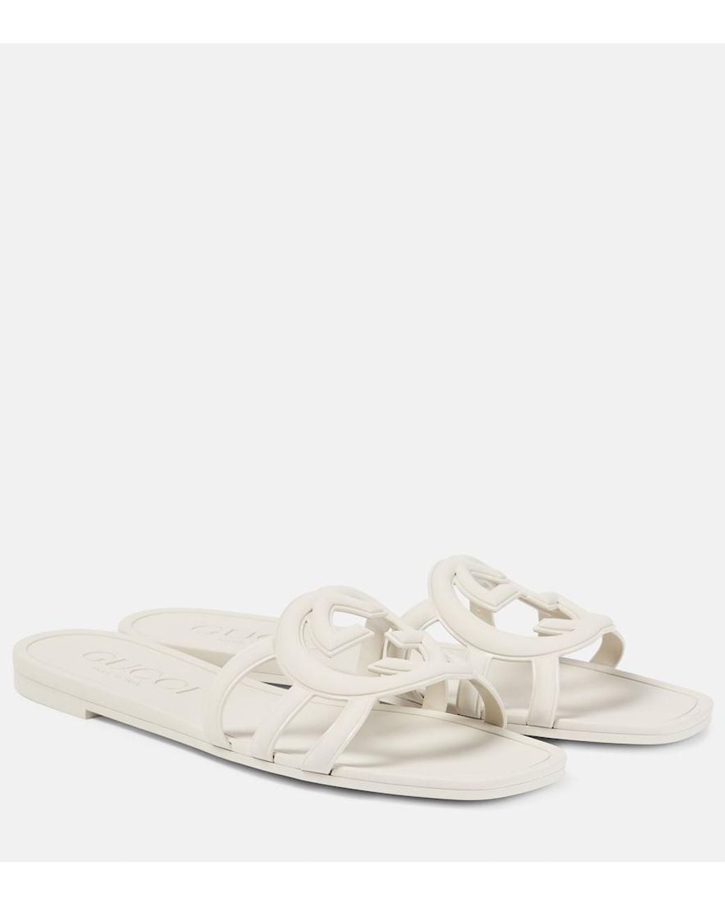 Gucci White Interlocking G Slide Sandal