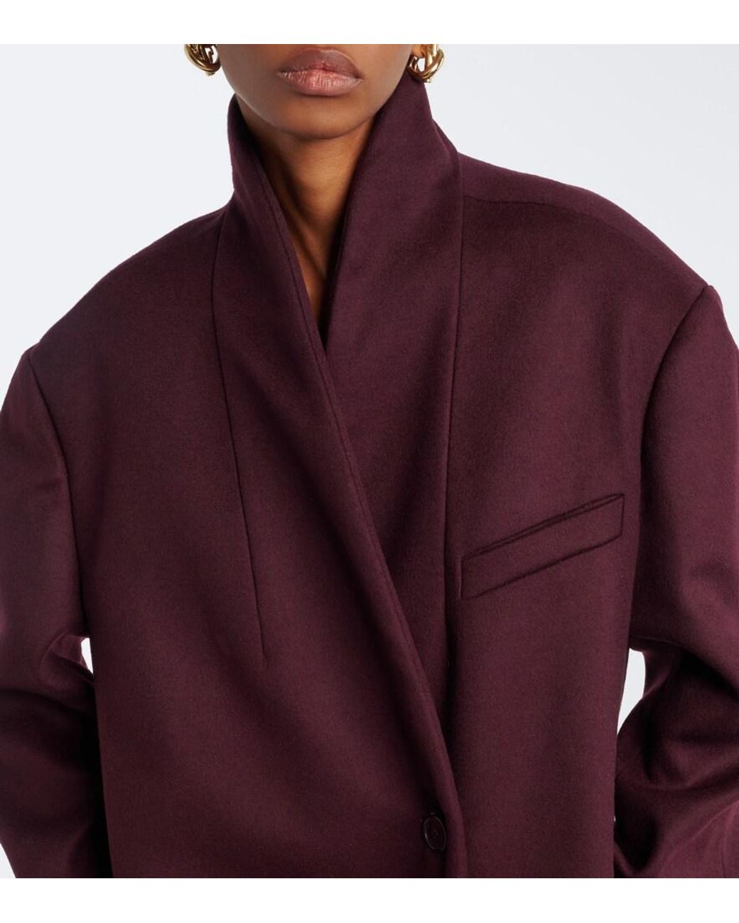 Frankie Shop Purple Brea Single-Breasted Wool-Blend Coat