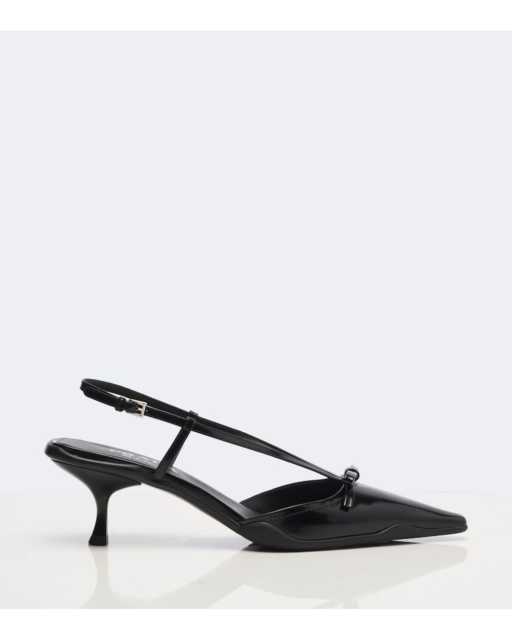 Prada Black Bow-Detail Leather Slingback Pumps