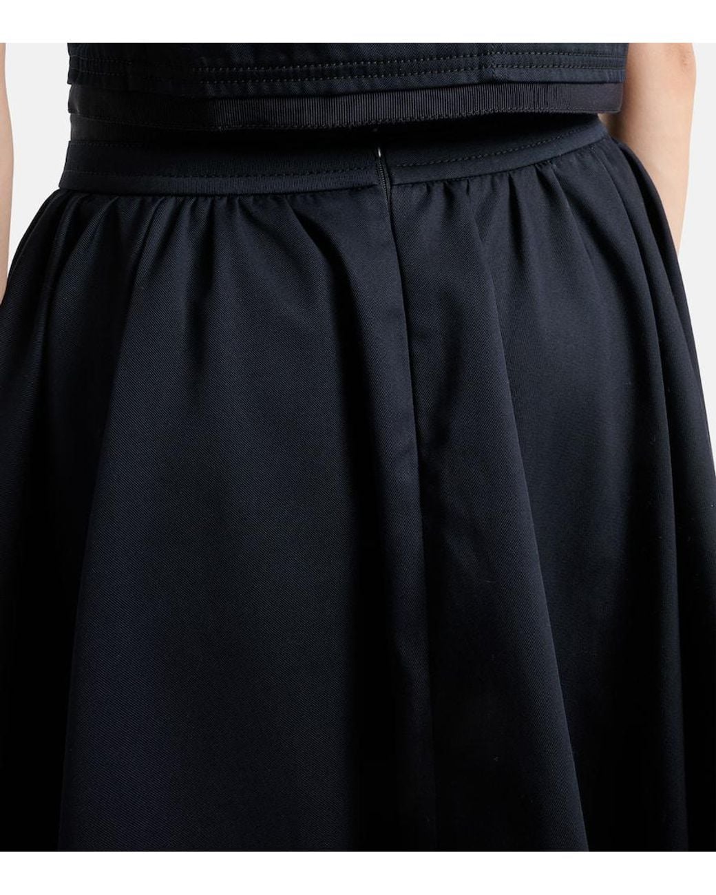 Falda Midi De Algodon Plisada Patou de color Blue