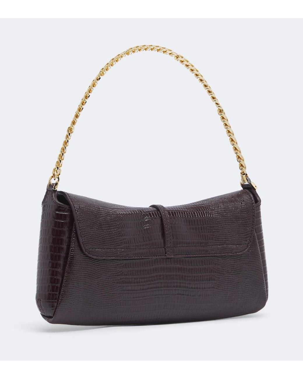 Balmain Red Metropolis Croc-Effect Leather Shoulder Bag