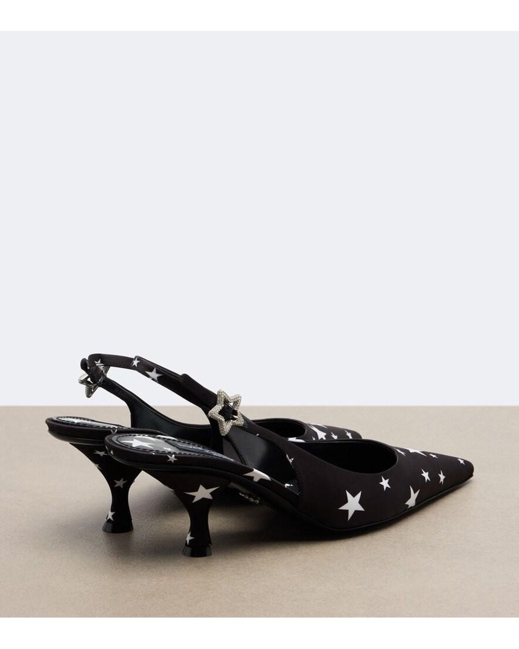 Dolce & Gabbana Black Embellished Printed Satin Slingback Pumps
