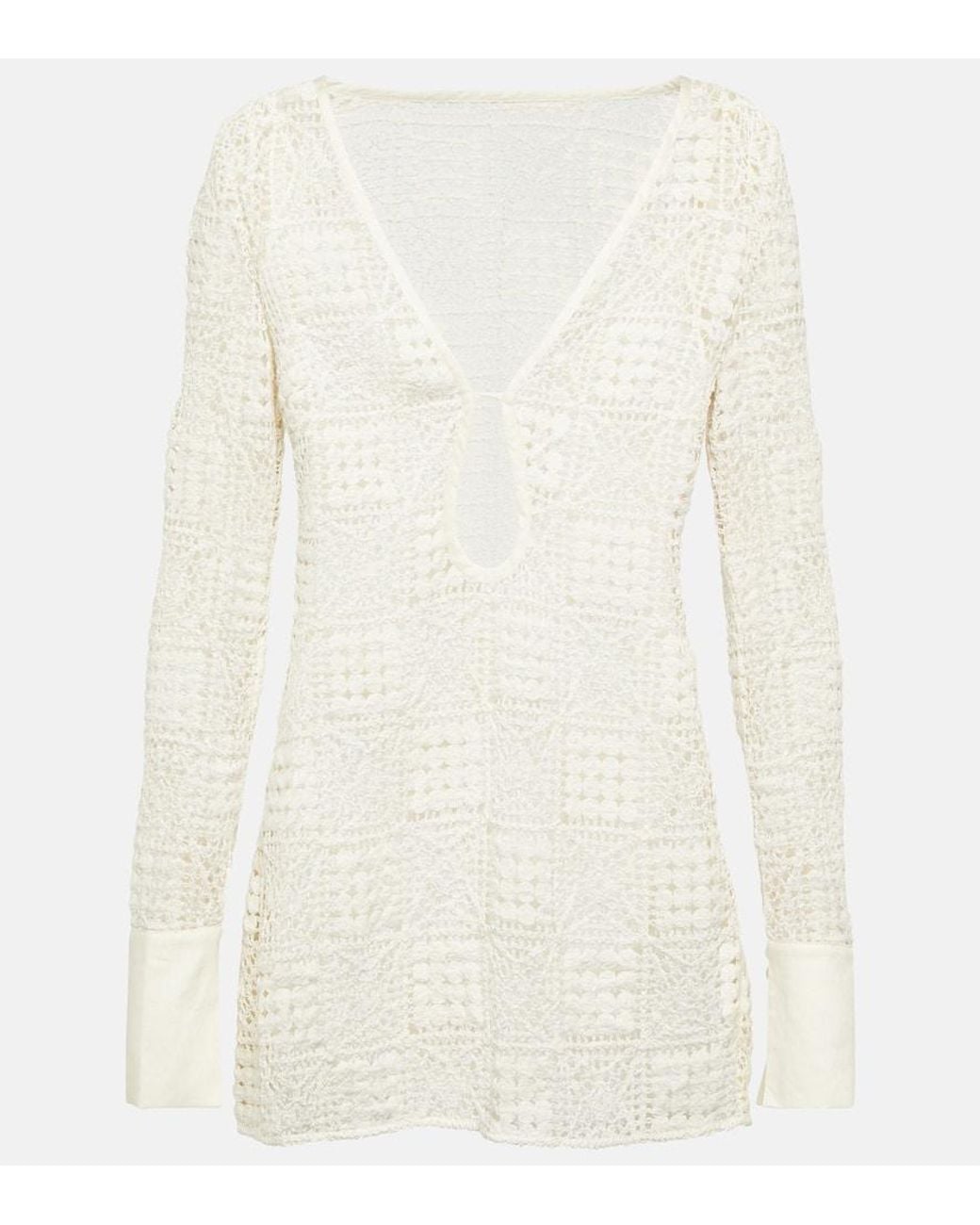 SIR. Rayure Crochet Cotton Minidress in White | Lyst