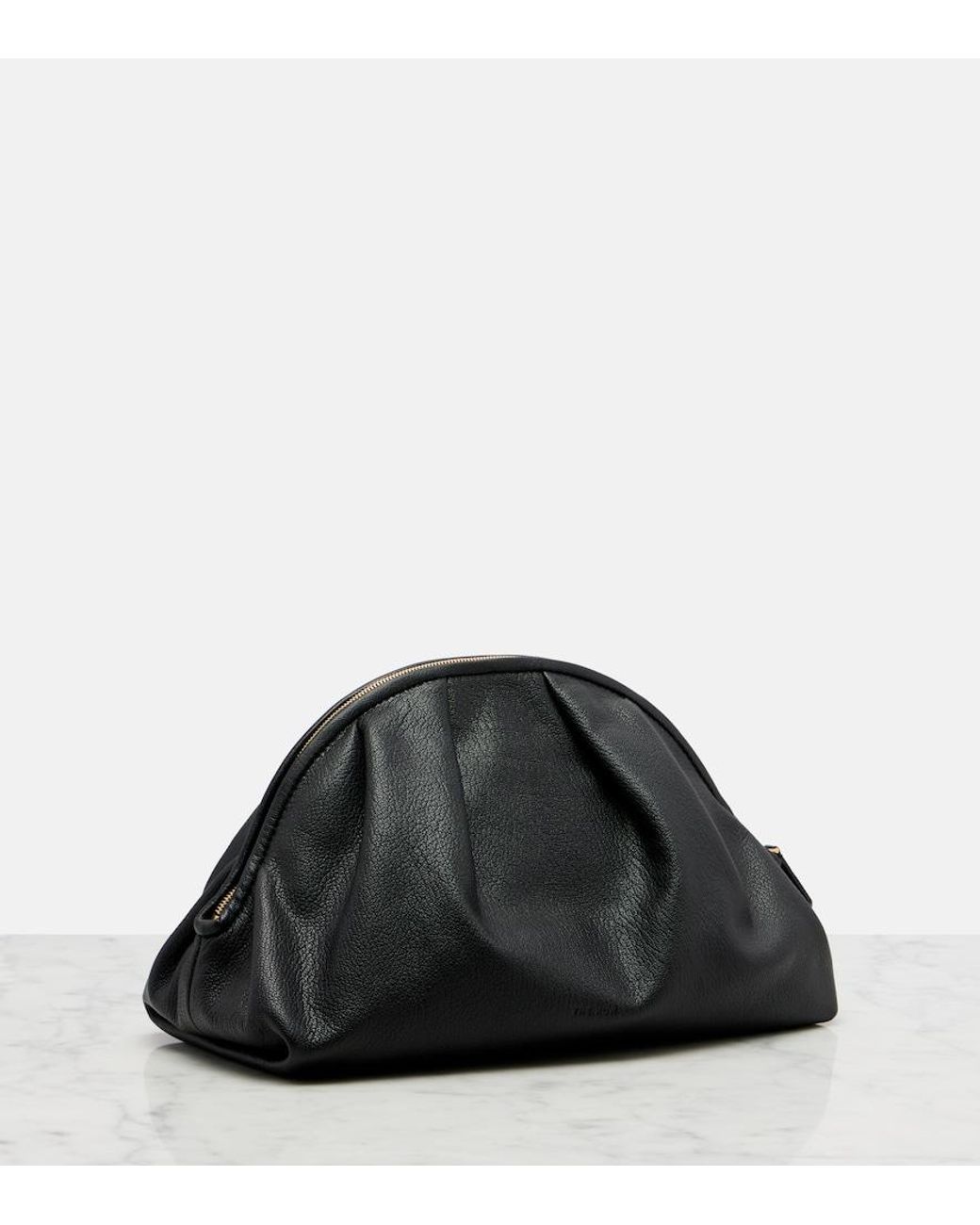 The Row Black Charlotte Small Leather Clutch