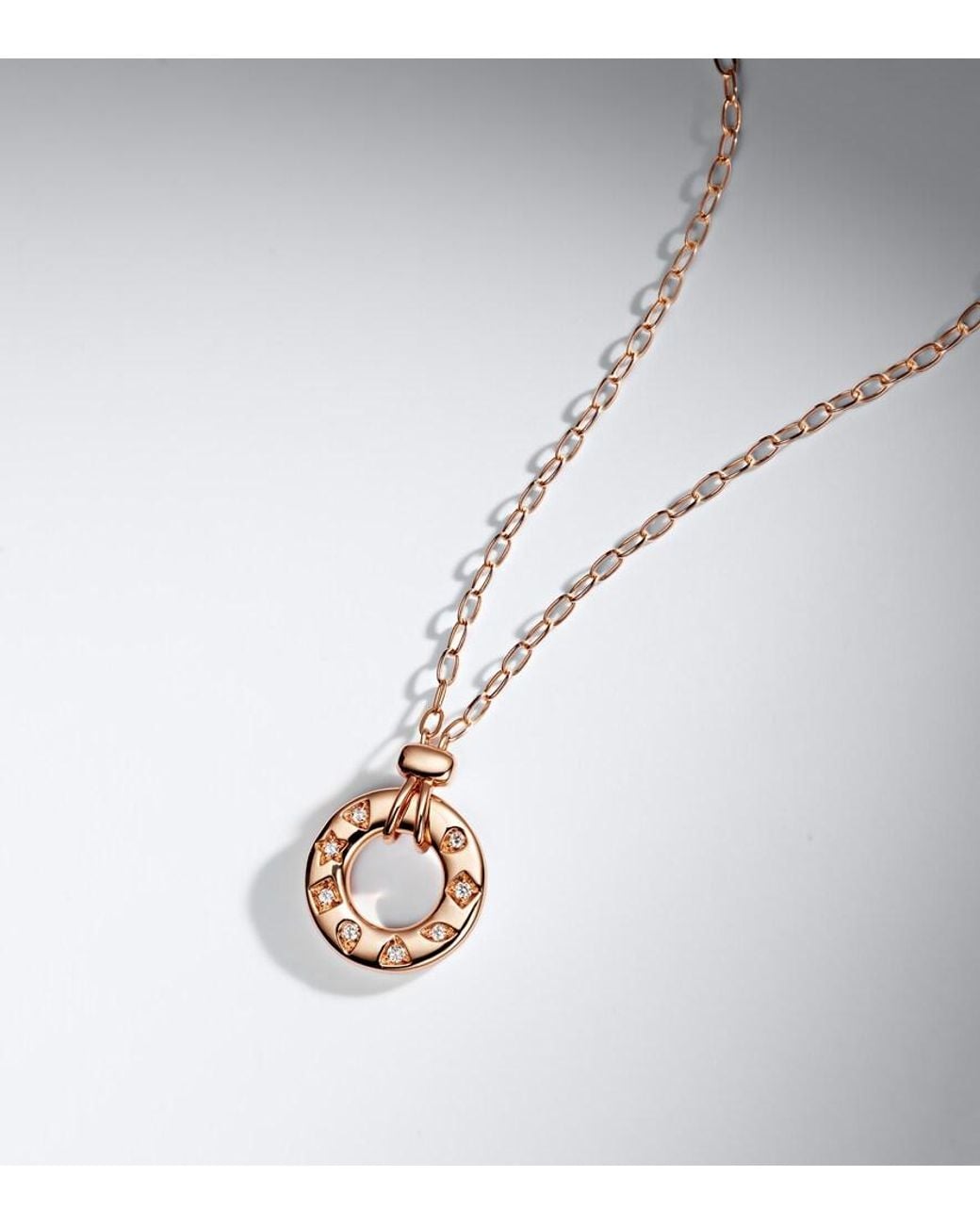 Pomellato White Iconica 18Kt Rose Pendant Necklace With Diamonds