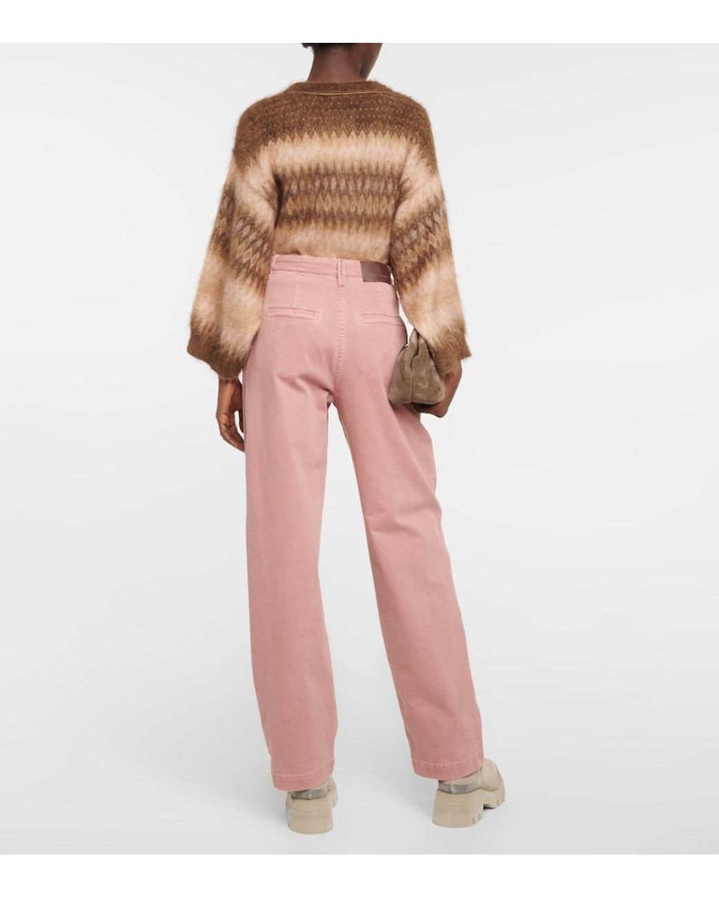Brunello Cucinelli Pink High-Rise Straight Jeans