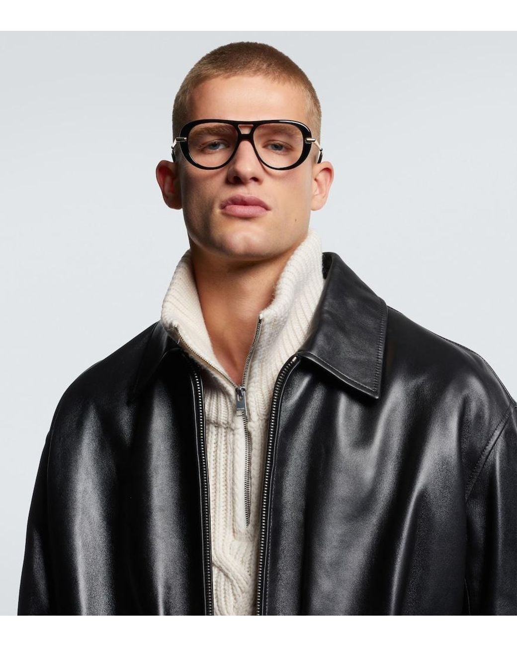 Loewe Black Slim Aviator Glasses for men