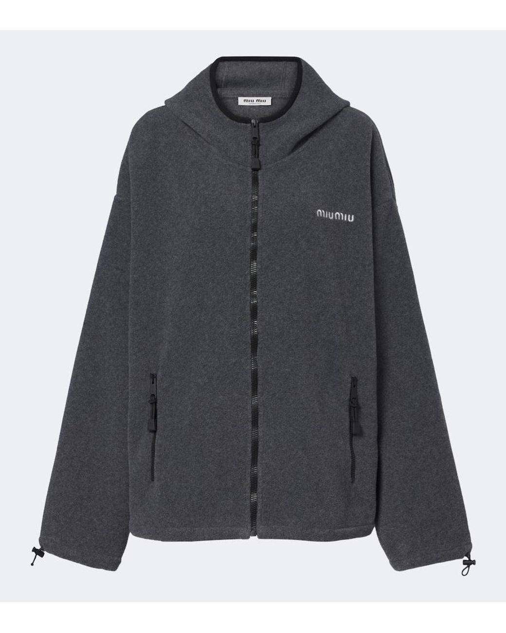 Miu Miu Black Hooded Oversized Fleece Jacket