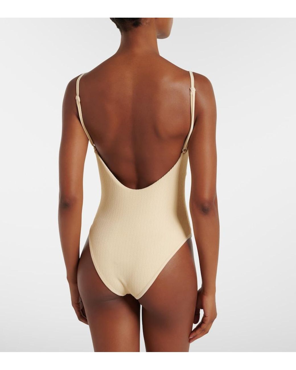 Johanna Ortiz Natural Cutout Gathered Swimsuit